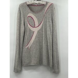 Gray Cashmere Breast Cancer Awareness Ribbon Pullover Sweater Large